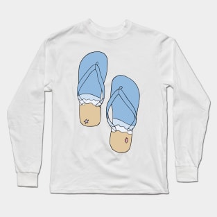 Beach Bum Ocean Waves Flip Flop Illustration Long Sleeve T-Shirt